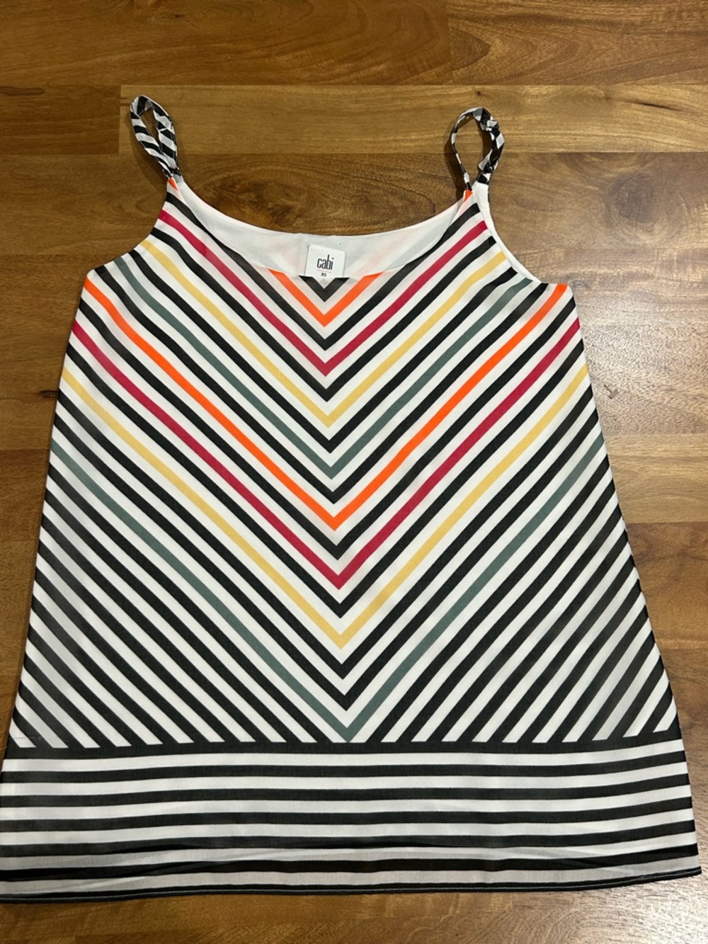 Cabi Women’s Striped Sheer Spaghetti Strap Tank Lined and Multicolor Size XS